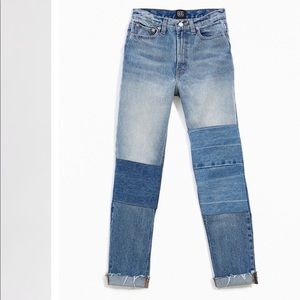 BDG High-Waisted Slim Straight Patchwork Jeans